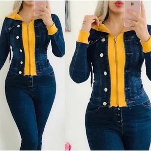 Kadın Kapşonlu  Kot Ceket 54545147