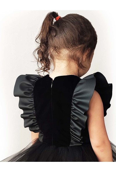 Shecco Babba Kız Çocuk Deri Detaylı Tütü Elbise Taç Takım