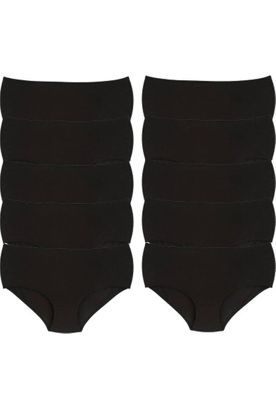 Donella 10'lu Büyük Beden Kadın Siyah Külot - 2571Q-10LU Siyah 7XL