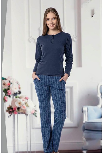 Akare 422 Pamuklu Likralı Memsimlik Kadın Pijama Takımı Ev Pijaması