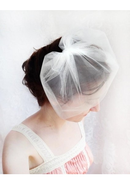 Sade Nikah Tül ,sade Nikah Aksesuar Vualet Kep