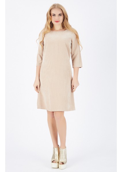 Sırtı 40 Cm.gizli Fermuarlı Truvakar Kol Kadife Elbise | ELB32565 fiyatları