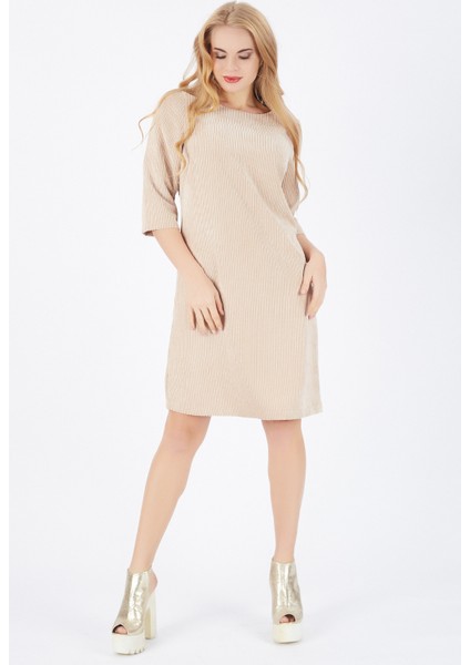 Sırtı 40 Cm.gizli Fermuarlı Truvakar Kol Kadife Elbise | ELB32565 modelleri