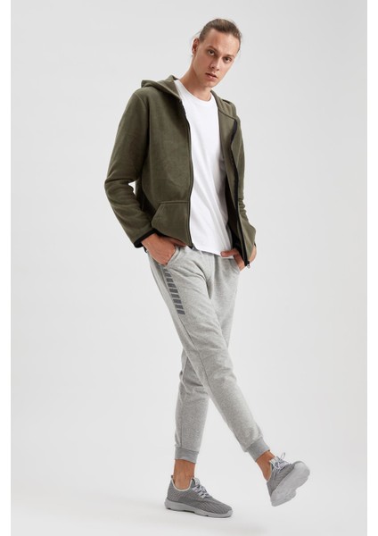 Defacto Fit Slim Fit Kapüşonlu Fermuarlı Spor Polar Sweatshirt S8767AZ20CW
