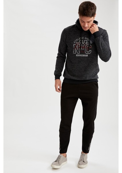 Regular Fit Slogan Baskılı Kapüşonlu Sweatshirt S2836AZ20WN