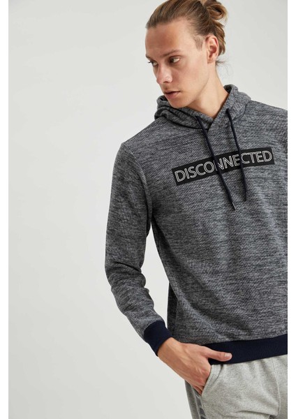 Disconnected Baskılı Kapüşonlu Regular Fit Sweatshirt S2839AZ20WN