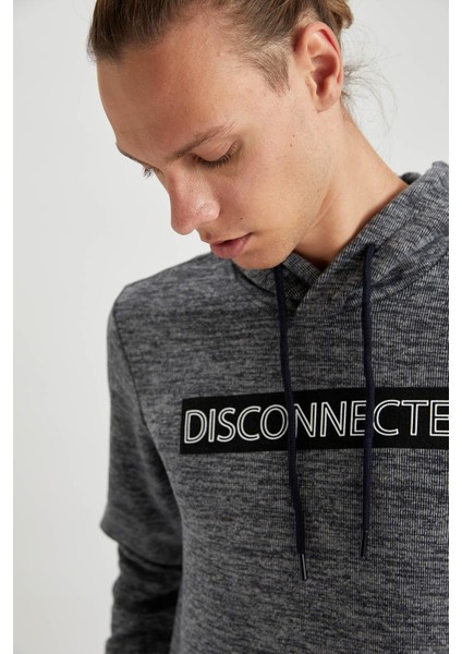 Disconnected Baskılı Kapüşonlu Regular Fit Sweatshirt S2839AZ20WN