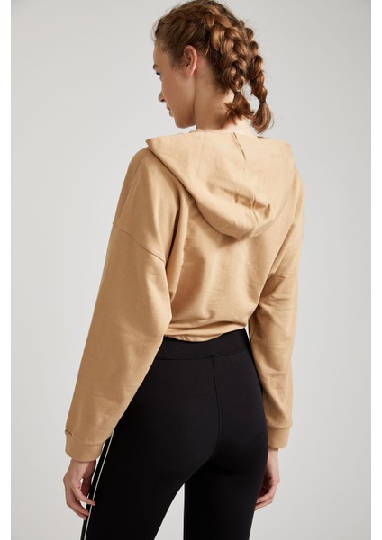 Kapüşonlu Beli Bağcıklı Relax Fit Crop Sweatshirt S6402AZ20WN