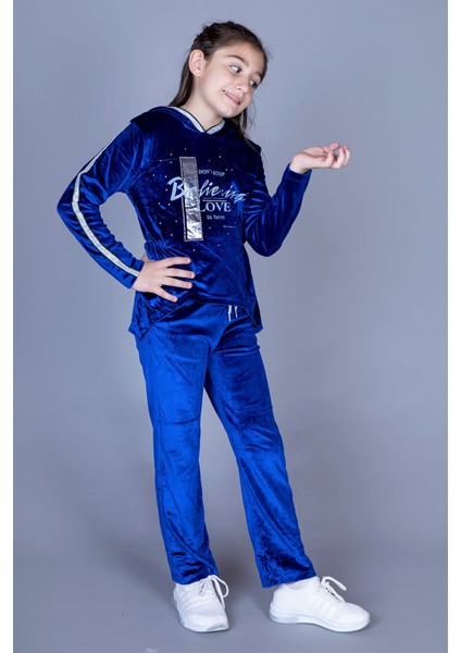 Kız Çocuk Kapüşonlu Kadife Takım