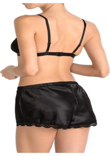 Kadın Siyah Saten Bralet Takım 00832 DT00832 fiyatları
