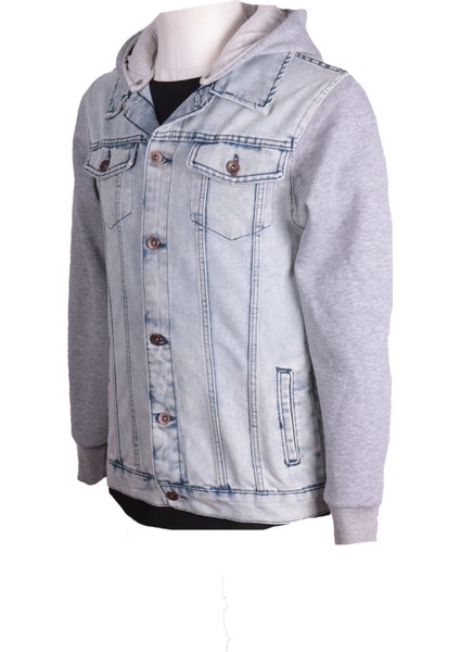 Erkek Denim Kapüşonlu Mont Trend Buz Mavi fiyatları