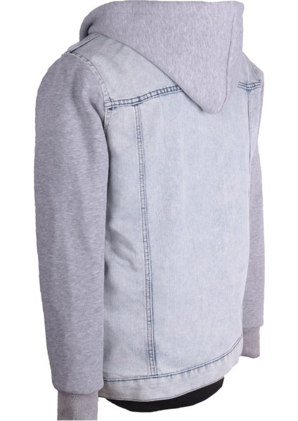 Erkek Denim Kapüşonlu Mont Trend Buz Mavi modelleri
