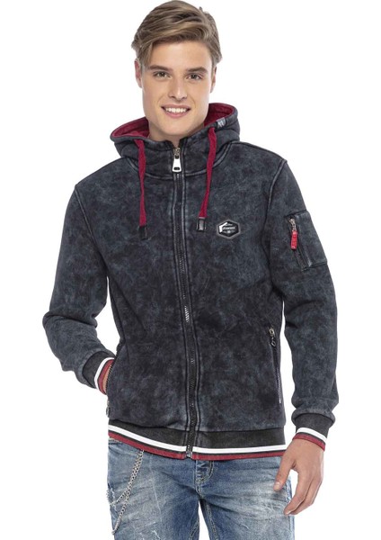 CL418 Vintage Black Kapşonlu Erkek Sweatshirt