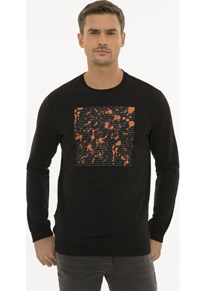 Erkek Siyah Standart Fit Sweatshirt 50235419-VR046
