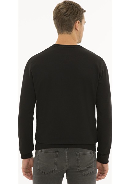 Erkek Siyah Standart Fit Sweatshirt 50235419-VR046