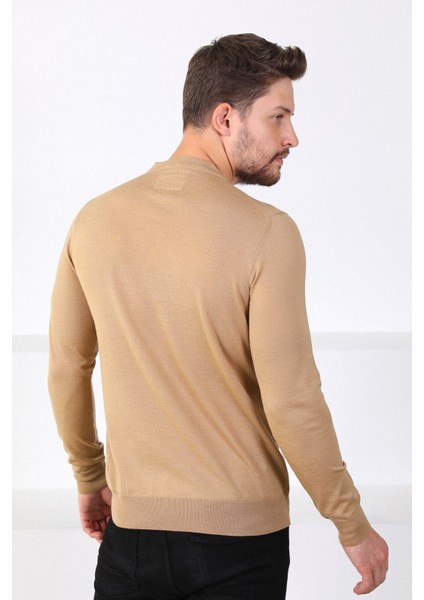 Camel Bisiklet Yaka Superfine Erkek Triko Kazak