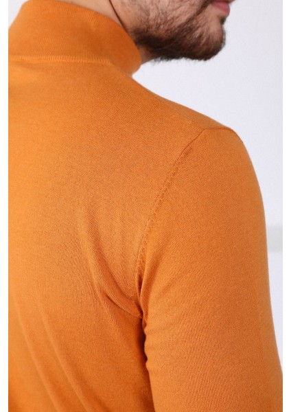 Orange Yarım Balıkçı Yaka Erkek Triko Kazak