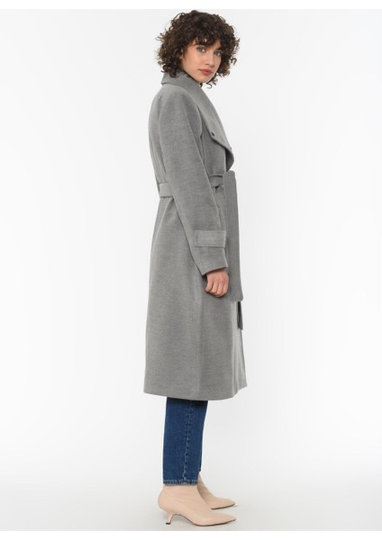 Z6645 Dewberry Bayan Palto-Açık Gri