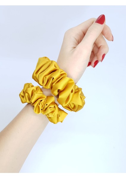 131YE - Saten Scrunchie Saç Lastiği Seti (2'li) modelleri