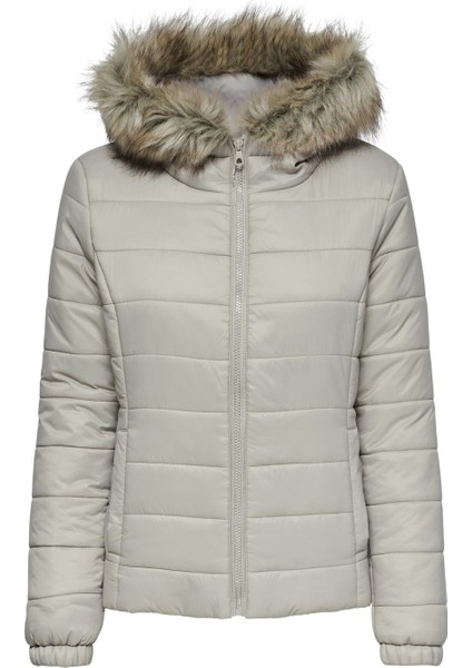 Onldogukan Fur Padded Kadın Gümüş Mont