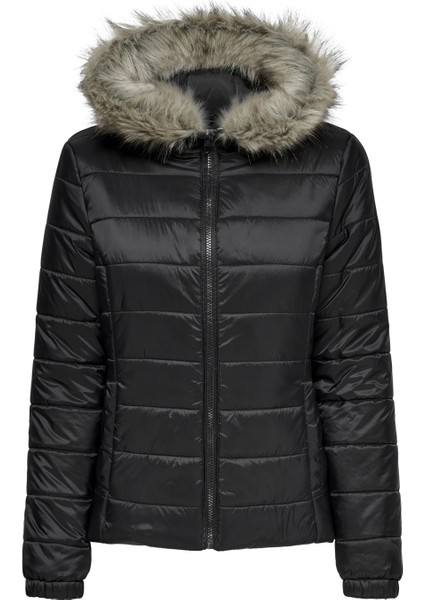 Onldogukan Fur Padded Kadın Siyah Mont