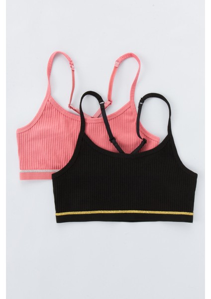 Çok Renkli Teen Rib X-Back 2'li Yarım Atlet