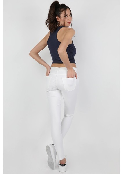 Gabardin Pantolon Beyaz