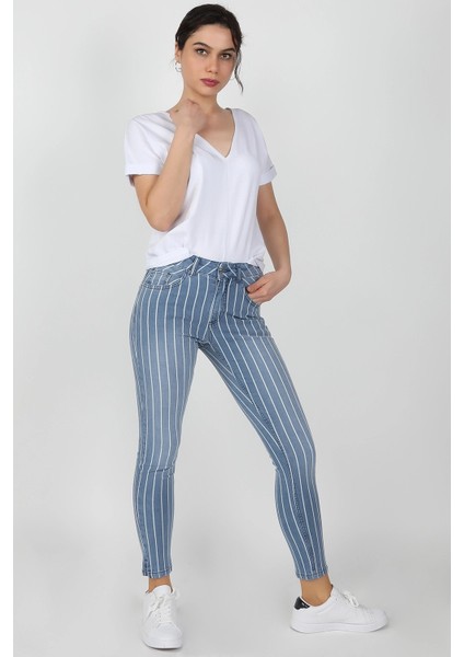 Çizgili Ağartmalı Pantolon modelleri