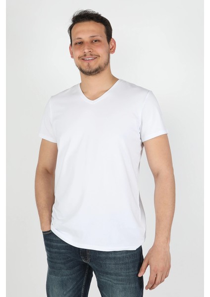 Erkek Süprem Kısa Kollu Tişört Beyaz