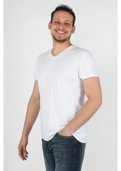 Erkek Süprem Kısa Kollu Tişört Beyaz