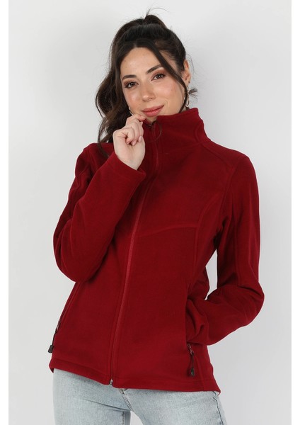 Kadın Balıkçı Fermuarlı Sweatshirt Bordo