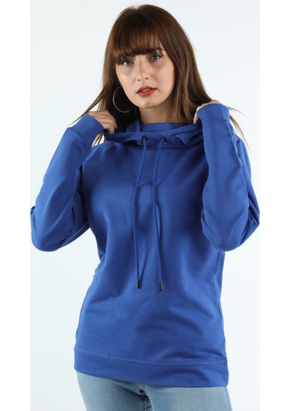 Kadın Kapüşonlu Sweatshirt Saks