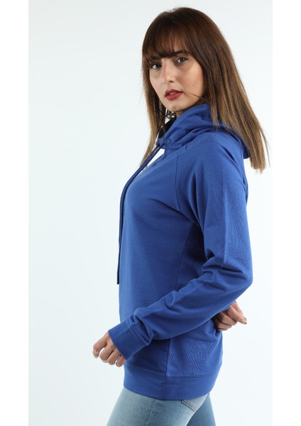 Kadın Kapüşonlu Sweatshirt Saks