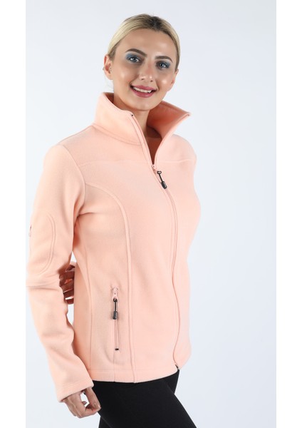 Kadın Kol Fermuarlı Sweatshirt Pembe