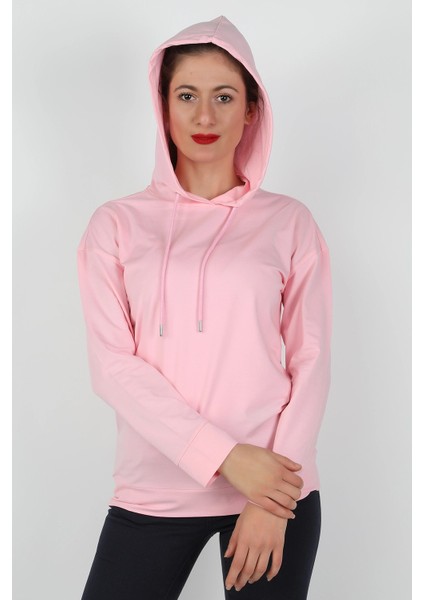 Kapüşonlu Sweatshirt Pembe