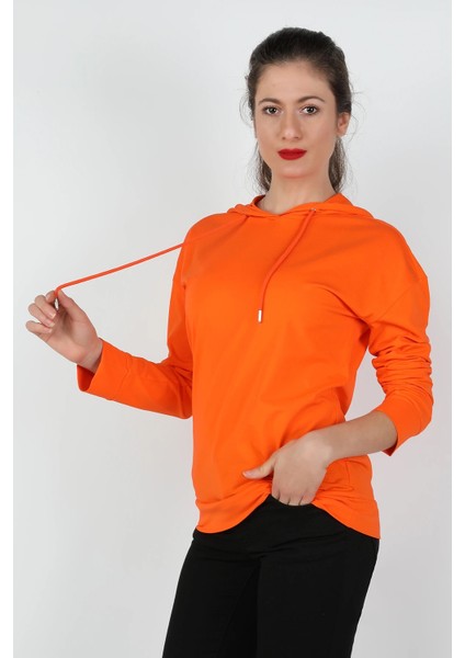 Kapüşonlu Sweatshirt Turuncu