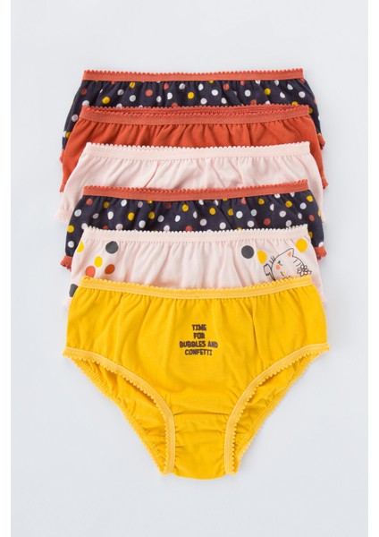 Çok Renkli Kız Çocuk Confettı 6lı Slip Külot