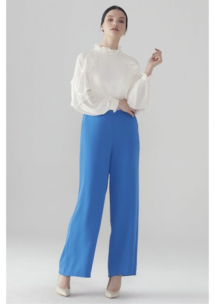 Geniş Paça Pantolon Saks Z19Y P-0013