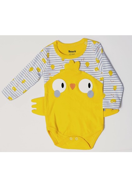 Unisex Yellow Chick 3'lü Zıbın Takım