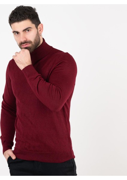 Boğazlı Slimfit Erkek Triko Kazak