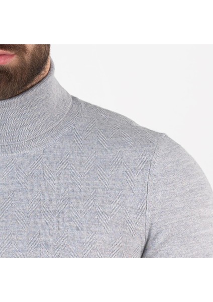 Boğazlı Slimfit Erkek Triko Kazak