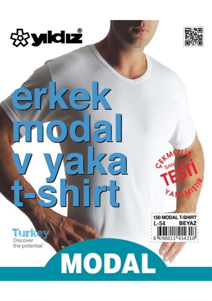 3'Lü Erkek Modal Pamuk V Yaka Fanila T-Shirt