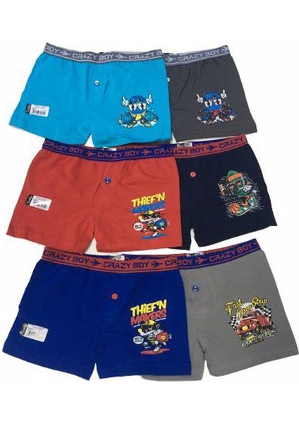 Erkek Çocuk Baskılı Boxer 6'Lı