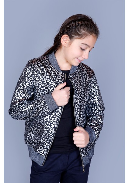 Kız Çocuk Leopar Desenli Parlak Hırka