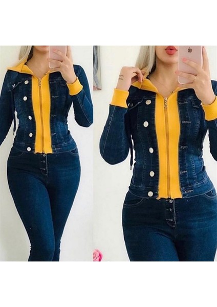 Kadın Kapşonlu Kot Ceket 54545147