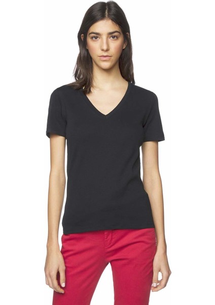 Kadın V Yaka Basic Tshirt