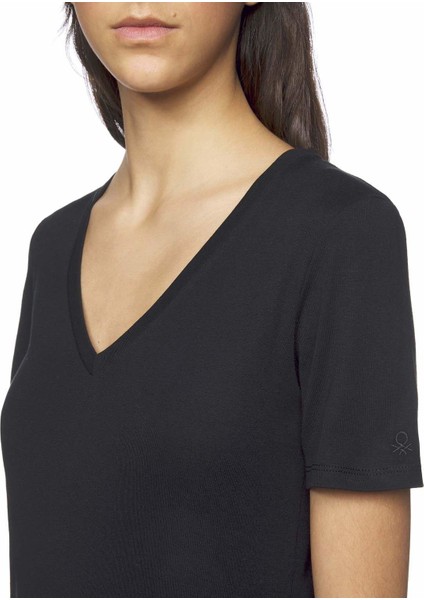 Kadın V Yaka Basic Tshirt