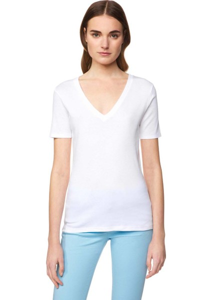 Kadın V Yaka Basic Tshirt
