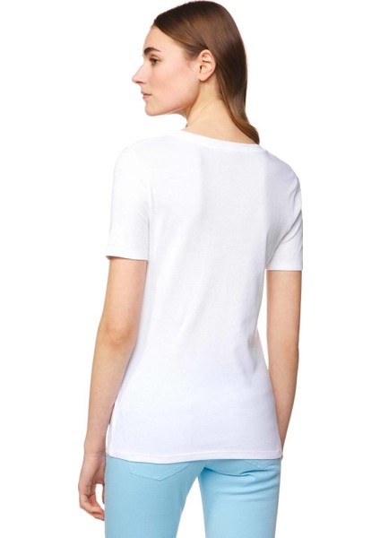 Kadın V Yaka Basic Tshirt