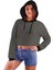 Acr Giyim Füme Kapüşonlu Crop Top Kadın Sweatshirt - 2 Iplik 2